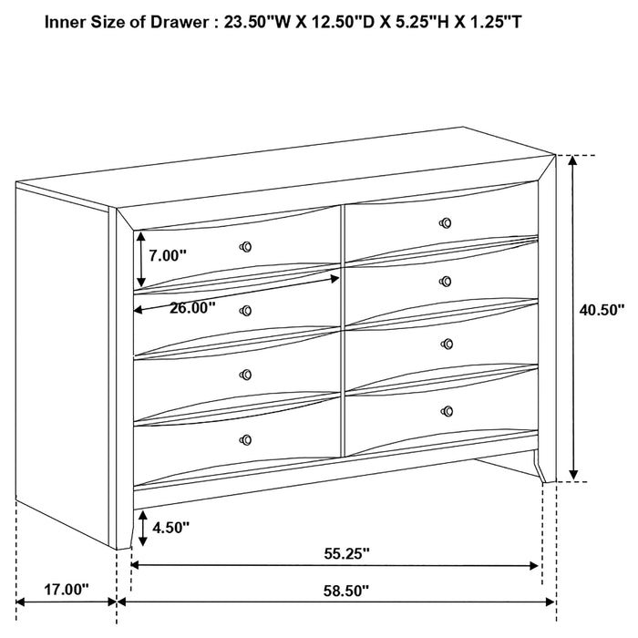 Coaster Briana Rectangular 8-drawer Dresser Black Default Title