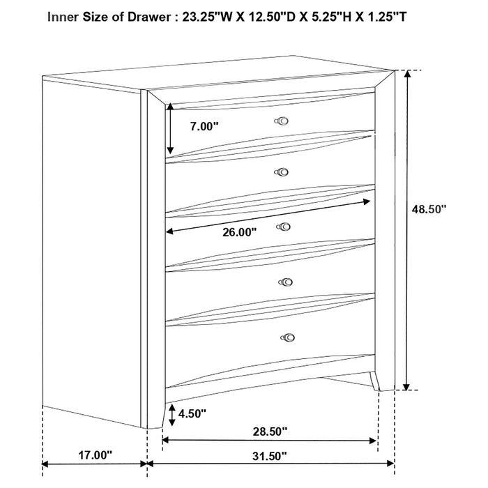 Coaster Briana Rectangular 5-drawer Chest Black Default Title