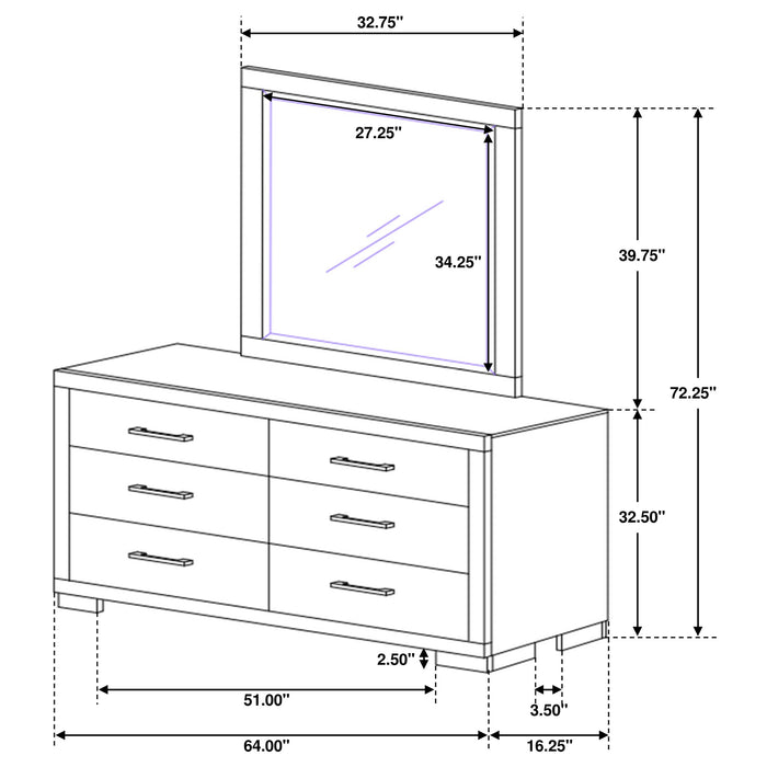 Coaster Jessica 6-drawer Dresser with Mirror Cappuccino No Mirror