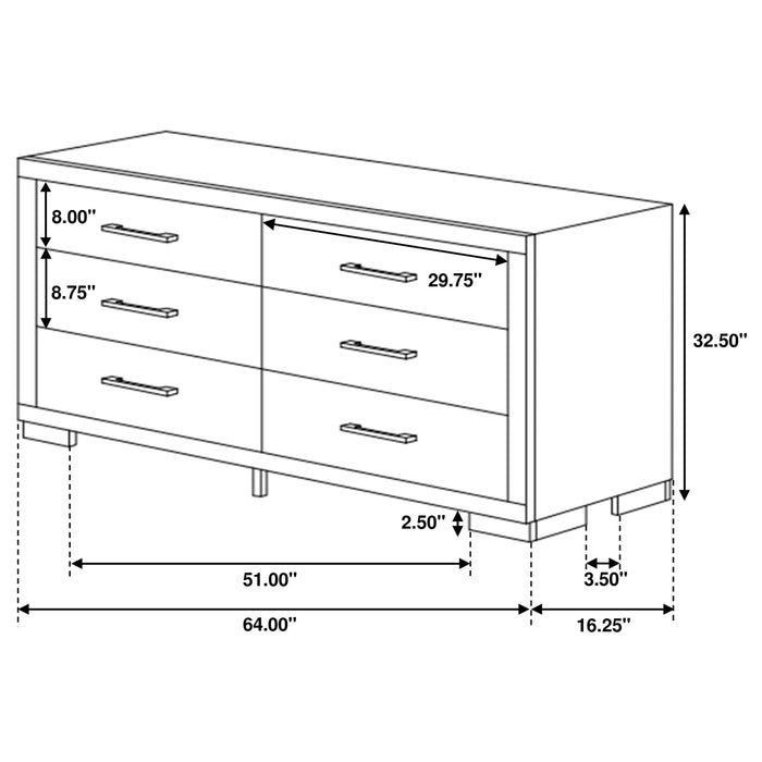 Coaster Jessica 6-drawer Dresser with Mirror Cappuccino No Mirror