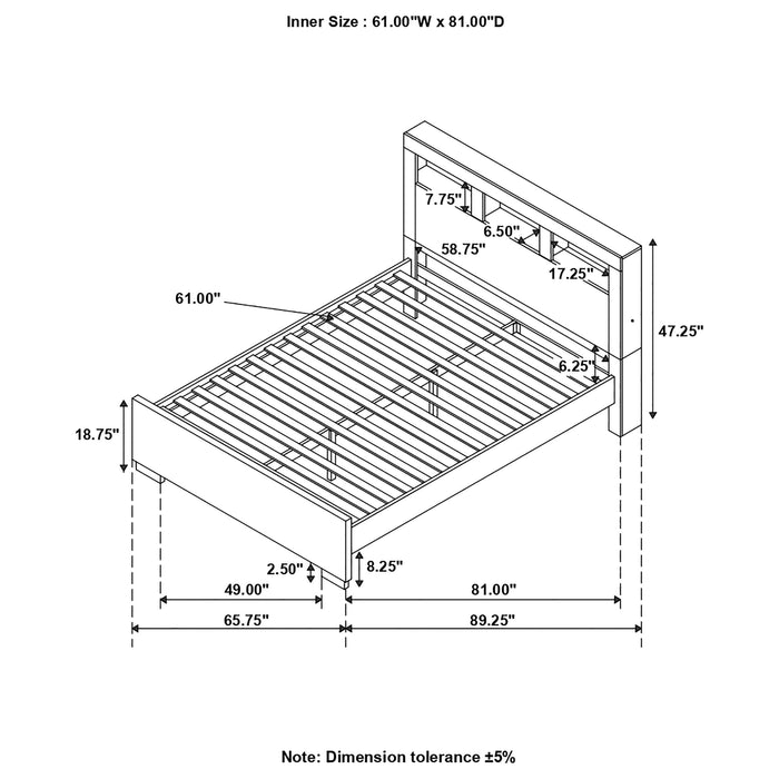 Coaster Jessica Bed with Storage Headboard Cappuccino Cal King