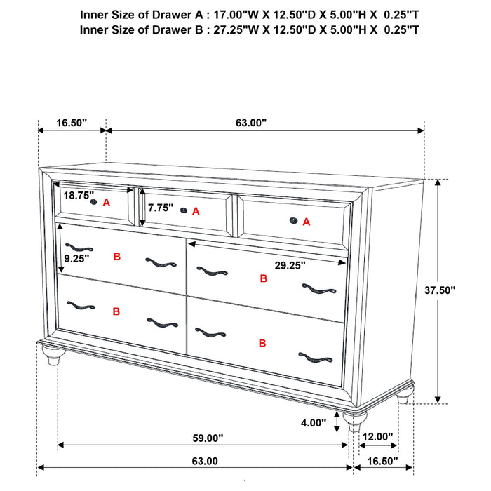 Coaster Barzini 7-drawer Rectangular Dresser Black Default Title