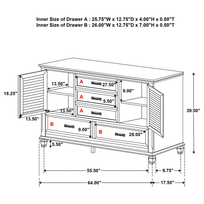 Coaster Franco Storage Platform Bedroom Set Cal King Set of 5