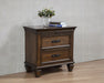 Coaster Franco 2-drawer Nightstand with Pull Out Tray Burnished Oak Default Title