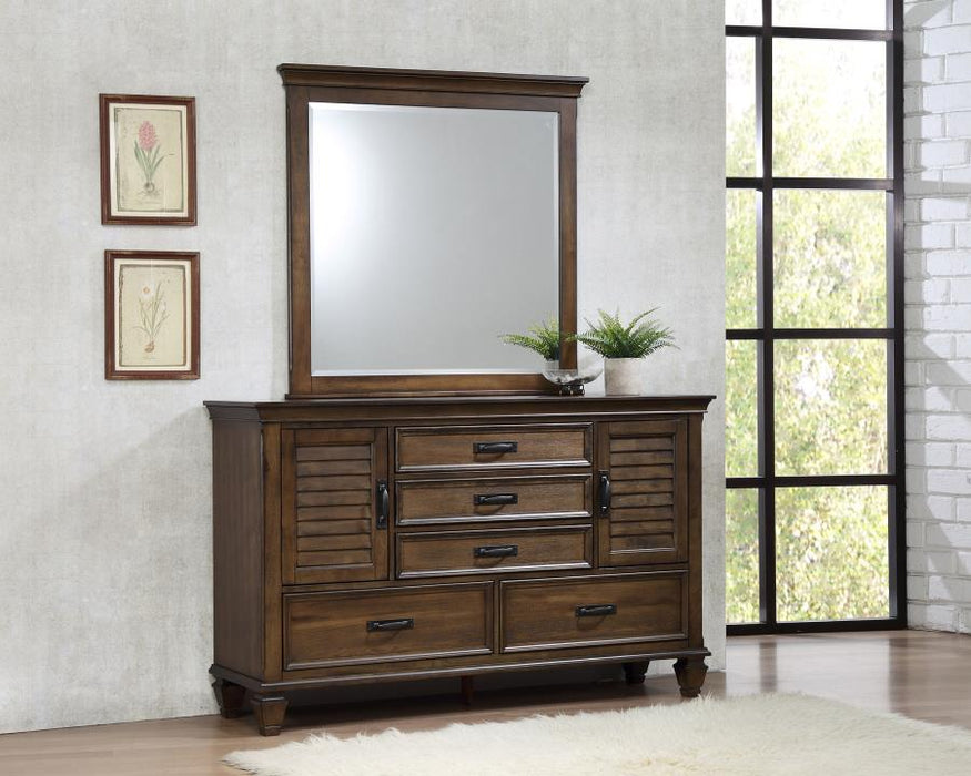 Franco 5-drawer Dresser with Mirror Burnished Oak