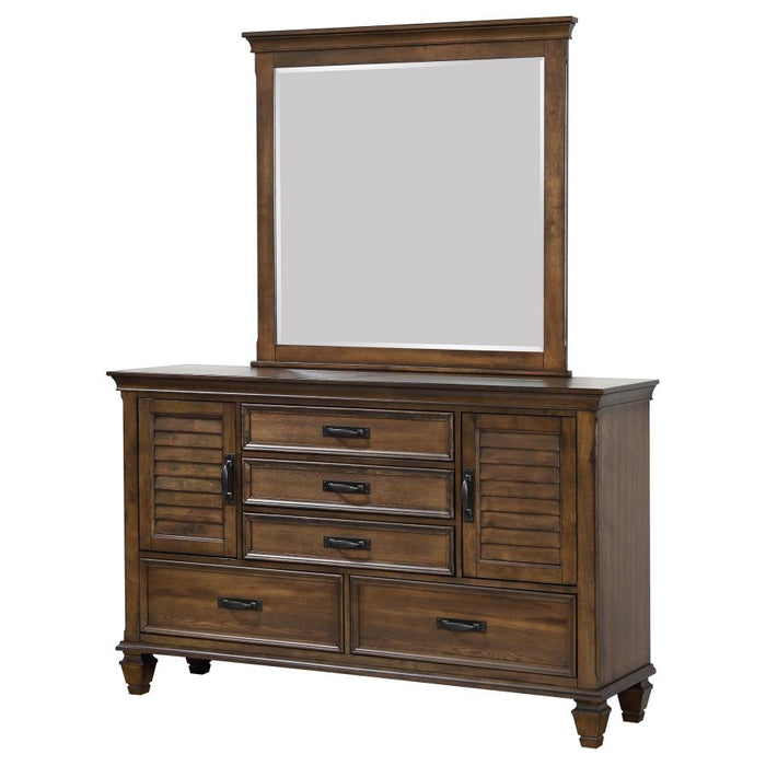 Franco 5-drawer Dresser with Mirror Burnished Oak