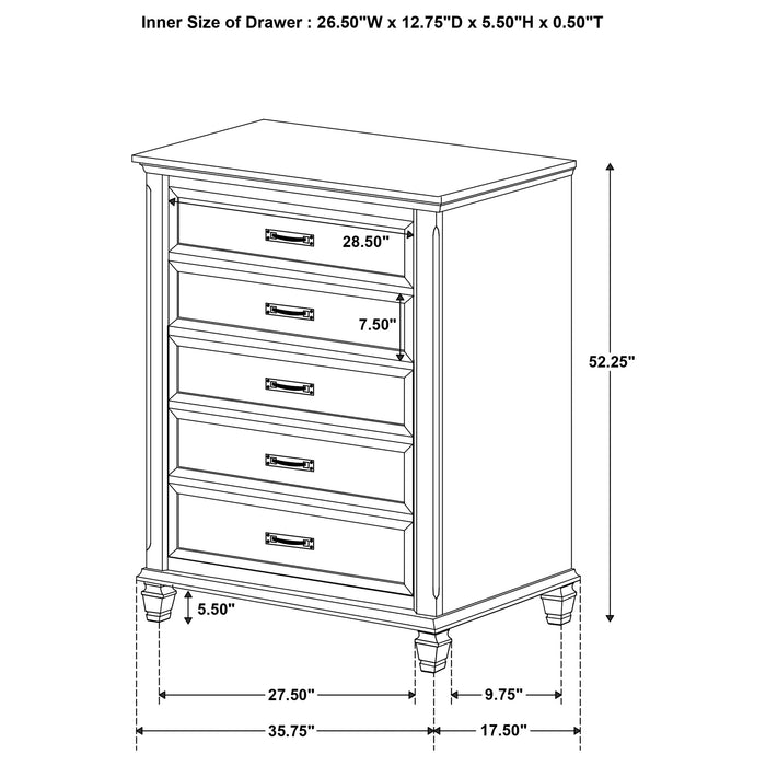 Coaster Franco 5-drawer Chest Burnished Oak Default Title