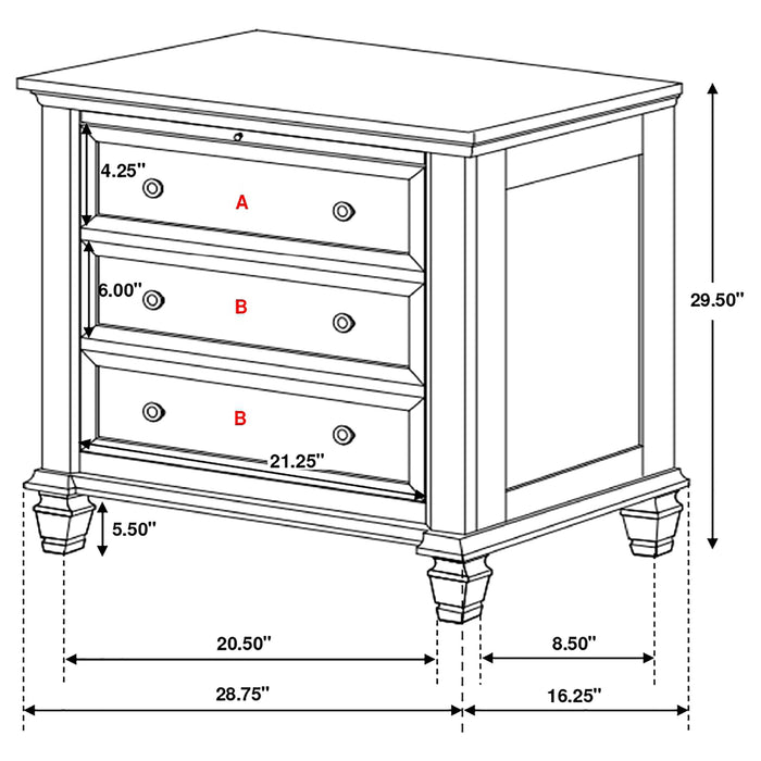 Coaster Sandy Beach 3-drawer Nightstand Cream White Default Title