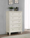 Coaster Sandy Beach 5-drawer Rectangular Chest Cream White Default Title