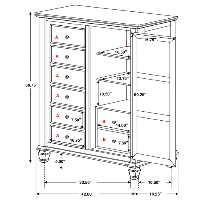 Coaster Sandy Beach 8-drawer Door Chest Storage Cream White Default Title