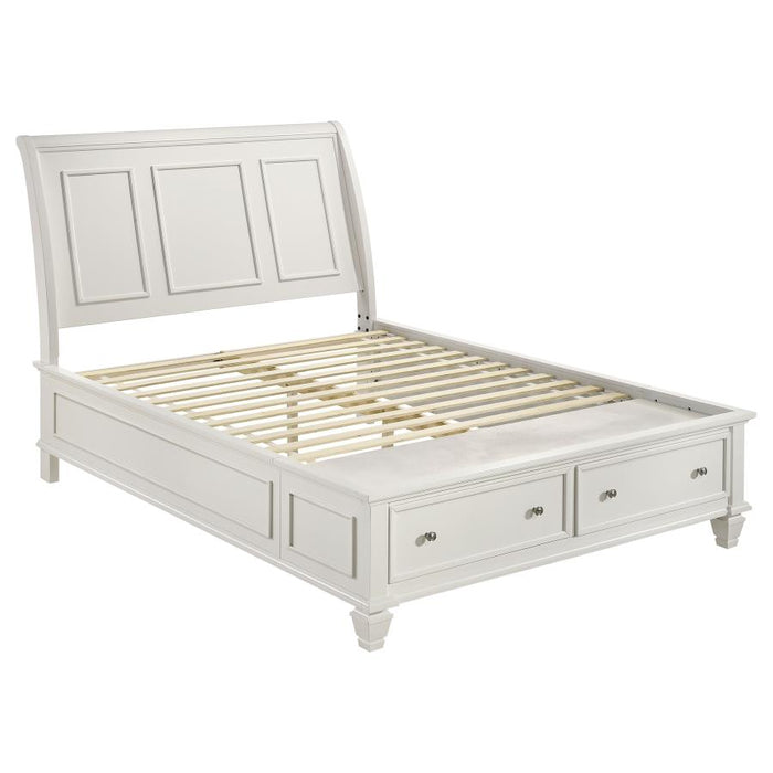 Sandy Beach Wood Eastern King Storage Panel Bed Cream White