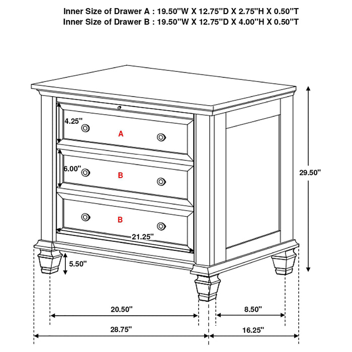 Coaster Sandy Beach 3-drawer Nightstand Black Default Title