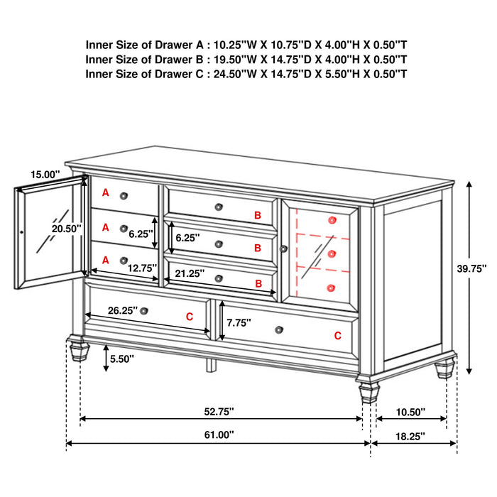 Coaster Sandy Beach 11-drawer Dresser Black Default Title