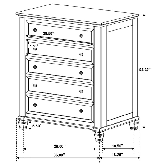 Coaster Sandy Beach 5-drawer Chest Black Default Title