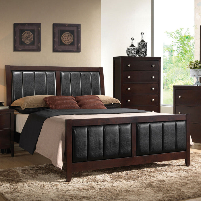 Coaster Carlton Upholstered Bed Cappuccino and Black Twin