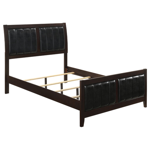 Coaster Carlton Upholstered Bed Cappuccino and Black Eastern King