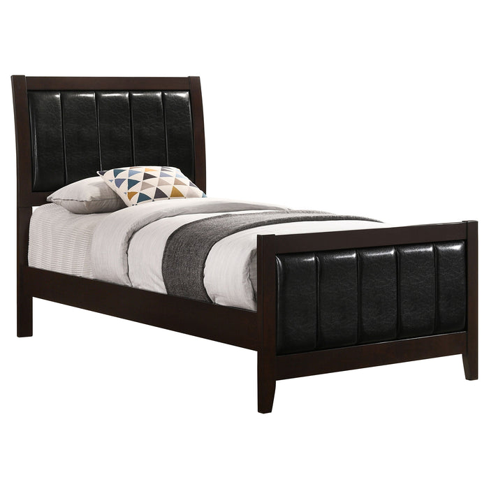 Coaster Carlton Upholstered Bed Cappuccino and Black Twin