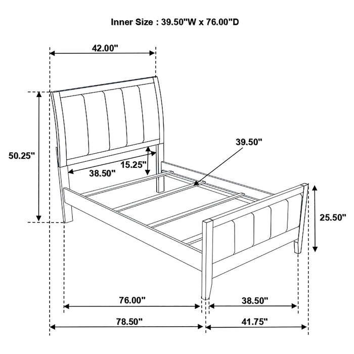 Coaster Carlton Upholstered Bed Cappuccino and Black Twin