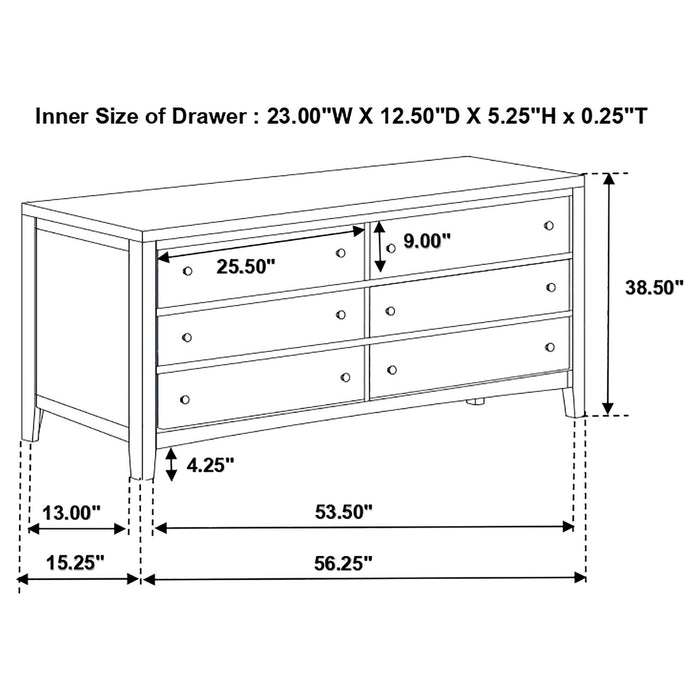 Coaster Carlton 6-drawer Rectangular Dresser with Mirror Cappuccino No Mirror