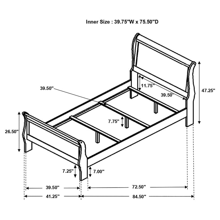 Coaster Louis Philippe Panel Sleigh Bed Cappuccino Twin