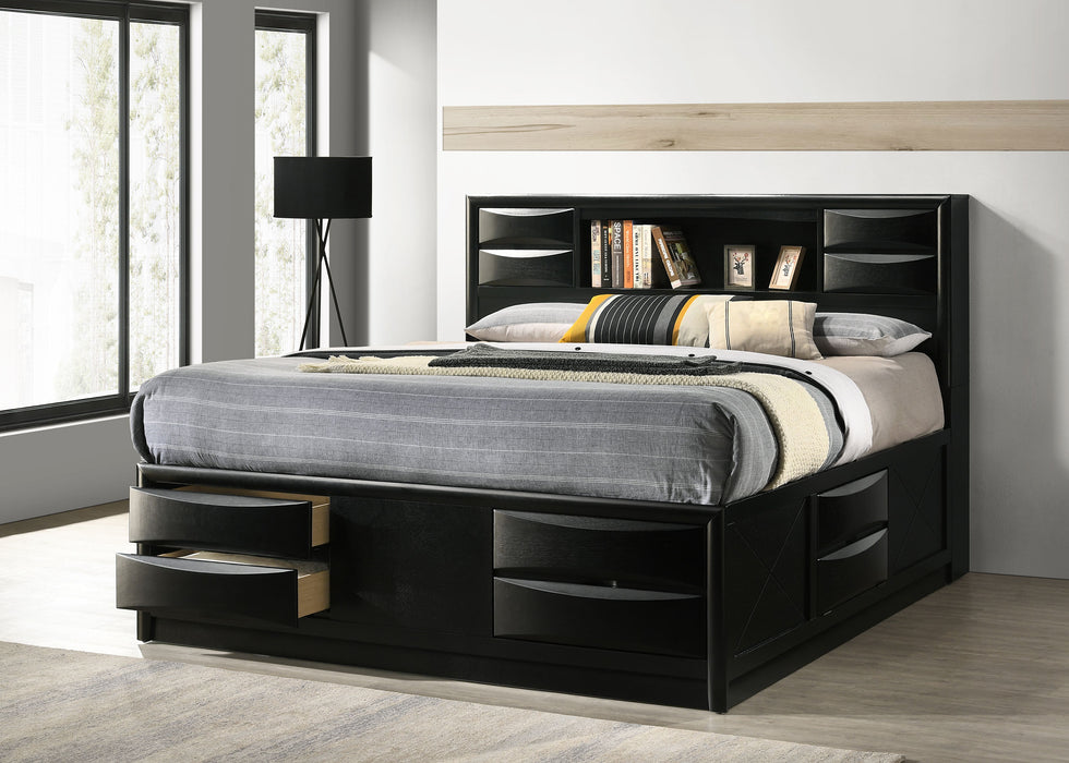 Briana Wood Eastern King Storage Bookcase Bed Black