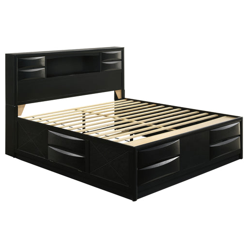 Briana Wood Eastern King Storage Bookcase Bed Black