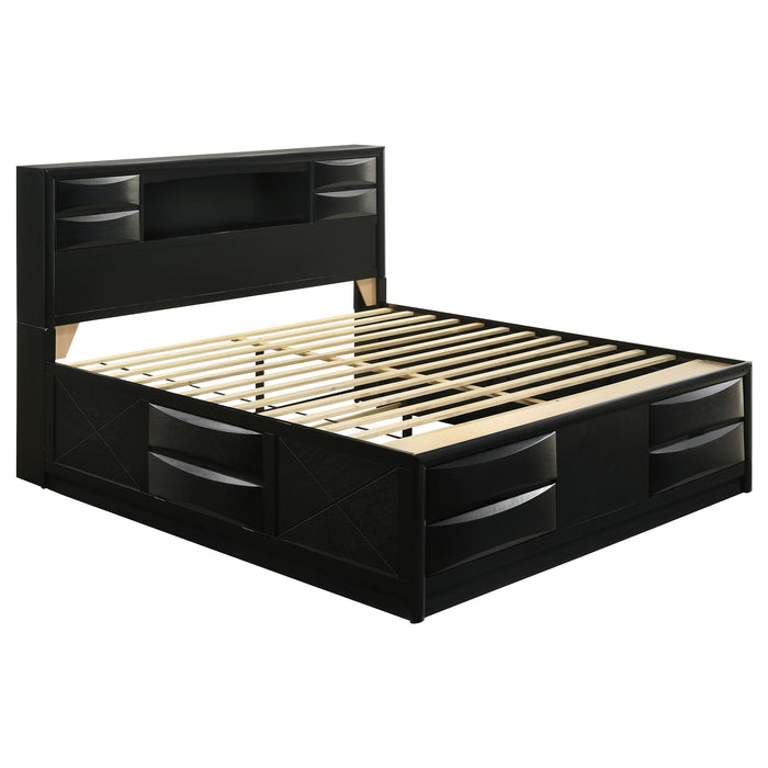 Briana Wood Eastern King Storage Bookcase Bed Black