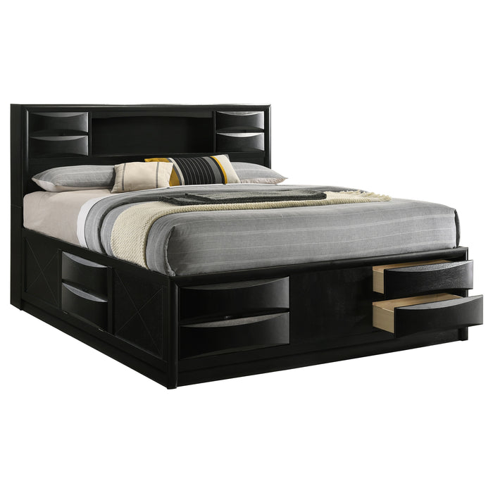 Briana Wood Eastern King Storage Bookcase Bed Black