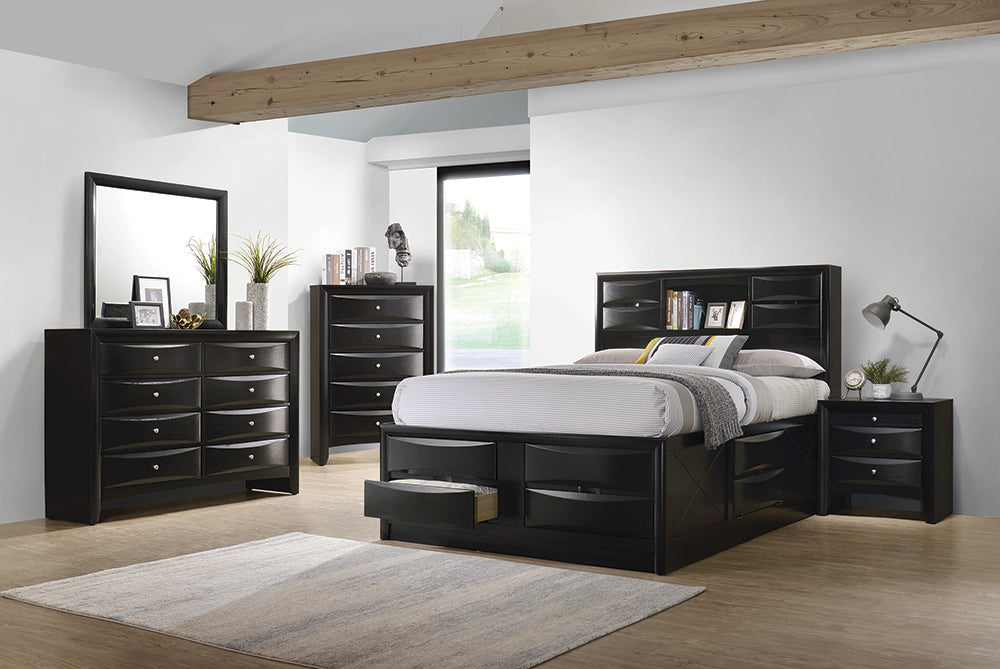 Coaster Briana Storage Bedroom Set with Bookcase Headboard Black Cal King Set of 4