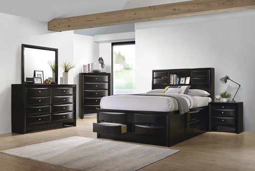 Coaster Briana Storage Bedroom Set with Bookcase Headboard Black Queen Set of 4