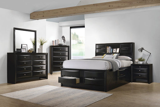 Coaster Briana Storage Bedroom Set with Bookcase Headboard Black Queen Set of 5