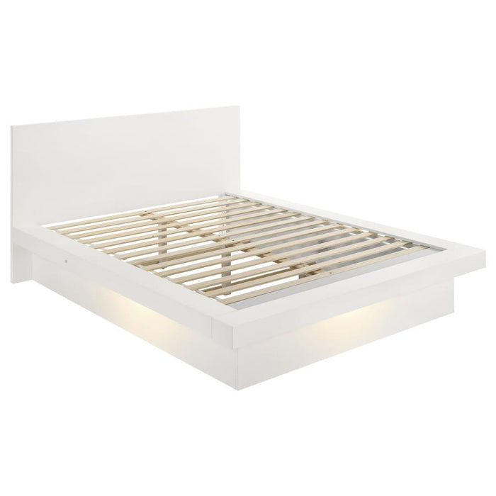 Jessica Wood Eastern King LED Panel Bed Cream White