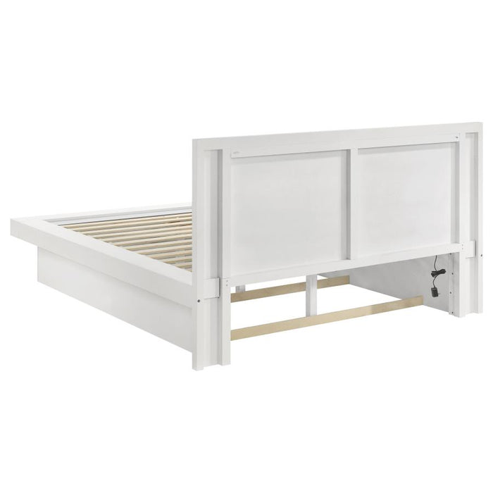 Jessica Wood Eastern King LED Panel Bed Cream White