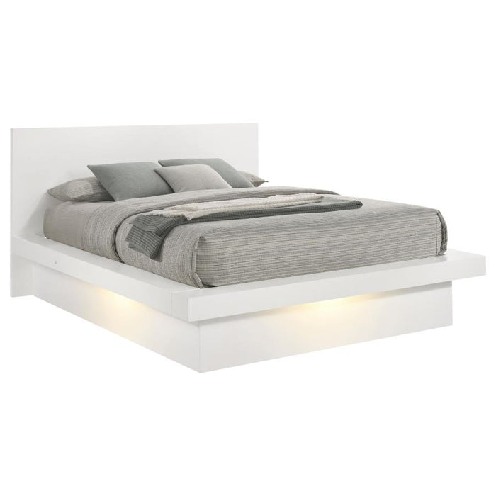 Jessica Wood Queen LED Panel Bed Cream White