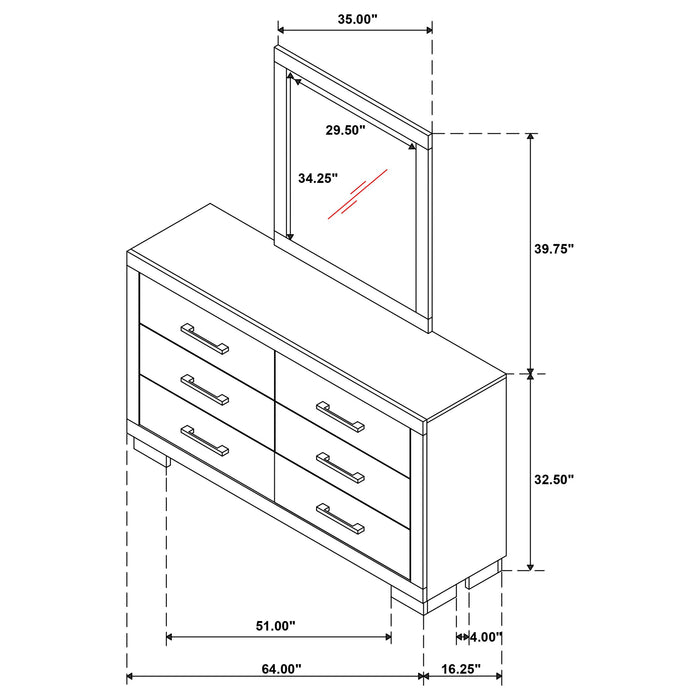 Coaster Jessica 6-drawer Dresser with Mirror White No Mirror