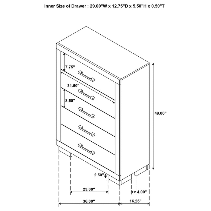 Coaster Jessica 5-drawer Chest White Default Title