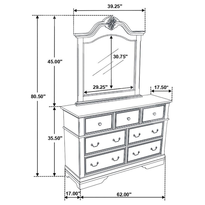 Cambridge 7-drawer Dresser with Mirror Cappuccino