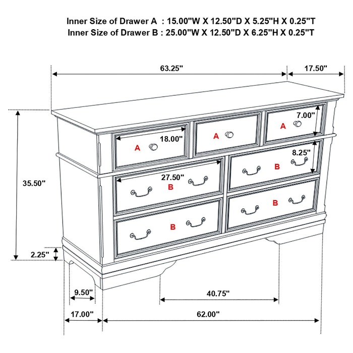 Coaster Cambridge 7-drawer Rectangular Dresser Cappuccino Default Title