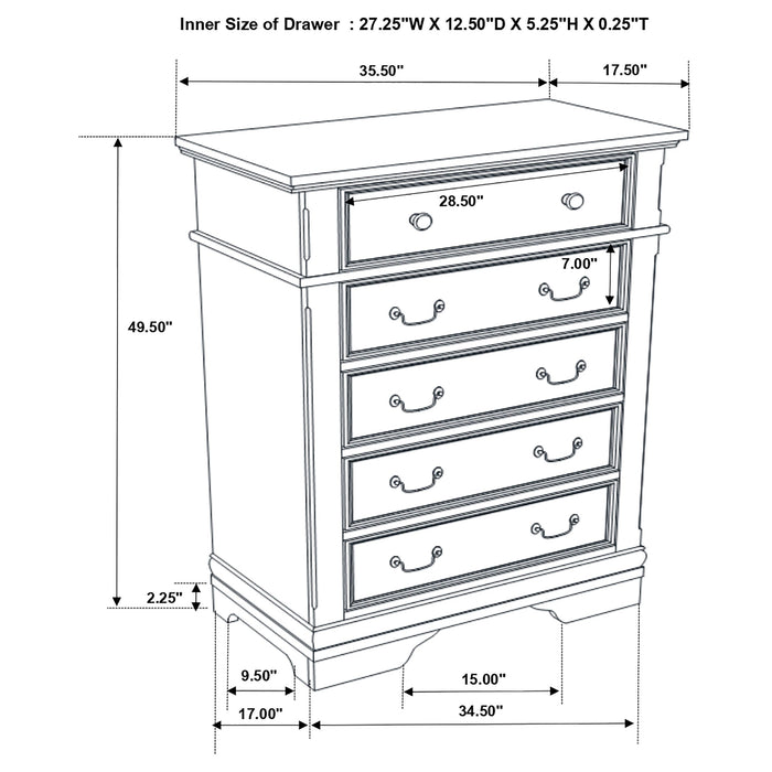 Coaster Cambridge 5-drawer Rectangular Chest Cappuccino Default Title