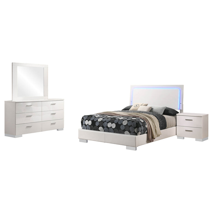 Felicity 4-piece Full Bedroom Set White High Gloss