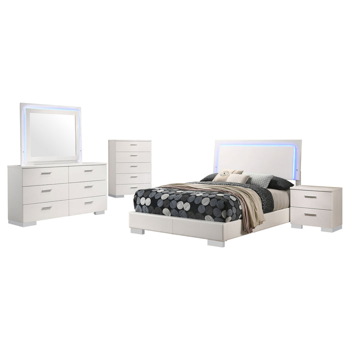 Felicity 5-piece Full Bedroom Set White High Gloss