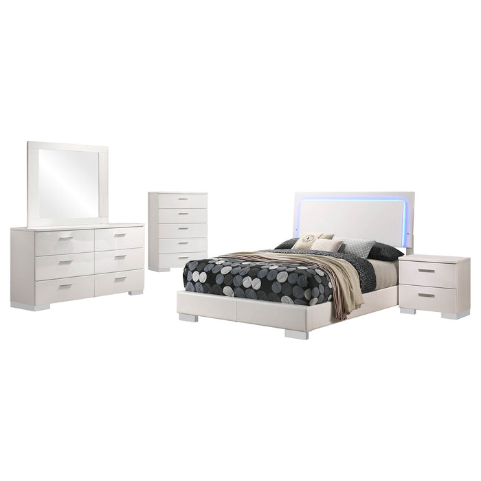 Felicity 5-piece Full Bedroom Set White High Gloss