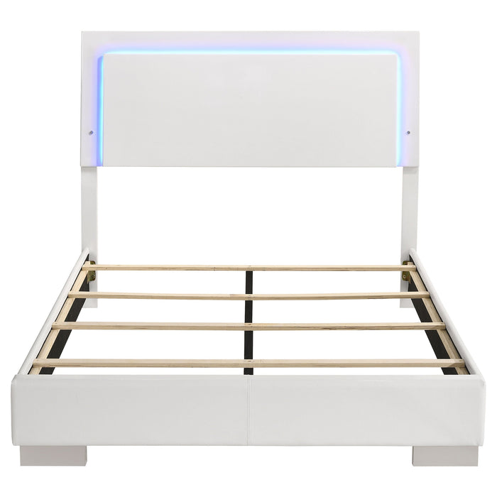 Coaster Felicity Panel Bed with LED Lighting Glossy White Twin