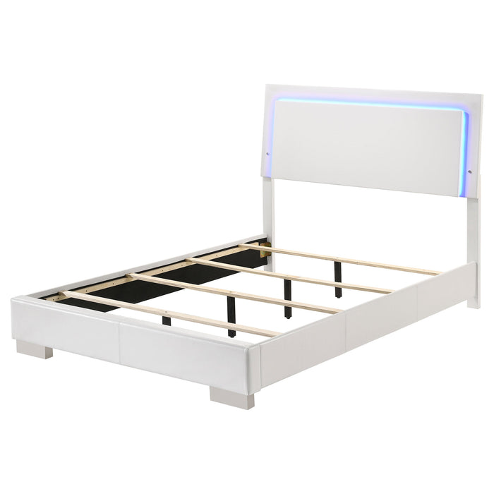 Coaster Felicity Panel Bed with LED Lighting Glossy White Twin