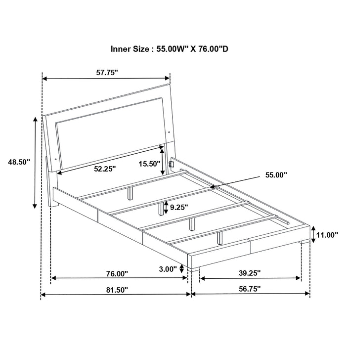 Coaster Felicity Panel Bed with LED Lighting Glossy White Twin