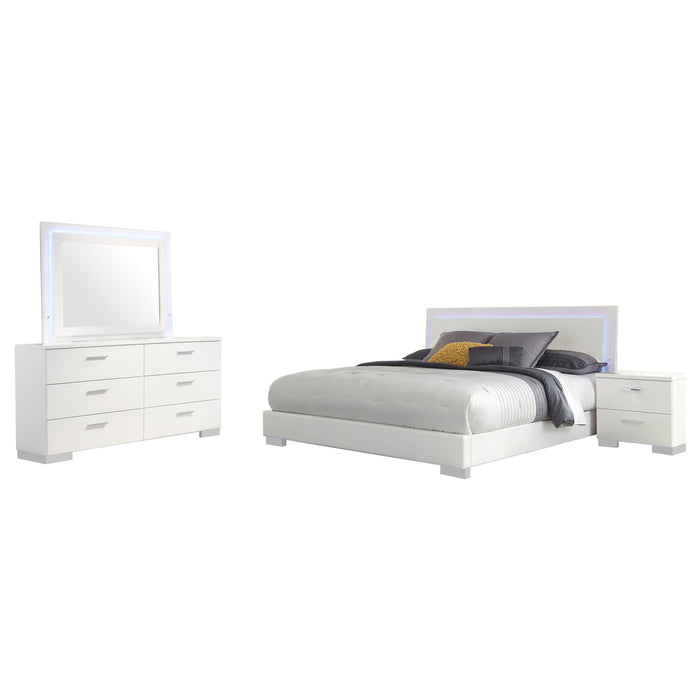 Felicity 4-piece Eastern King Bedroom Set White High Gloss