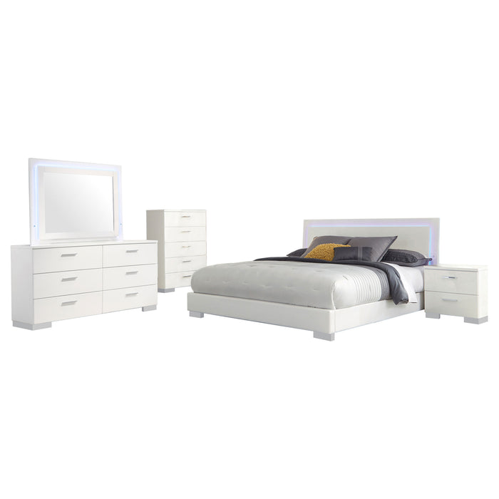 Felicity 5-piece Eastern King Bedroom Set White High Gloss