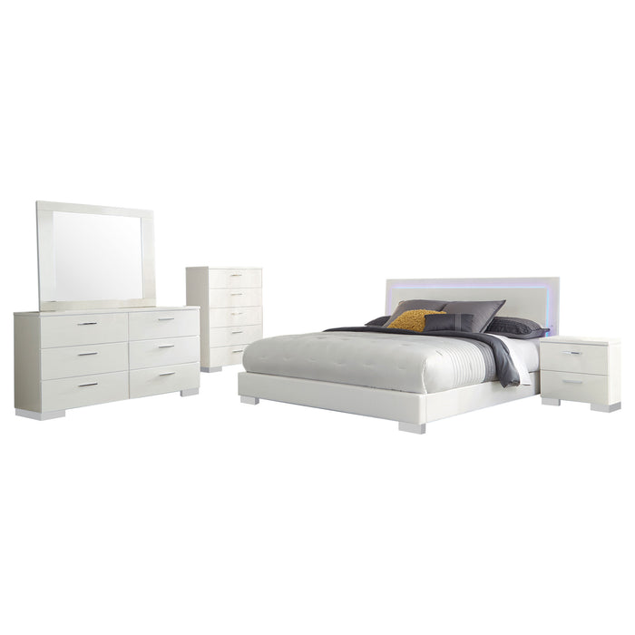 Felicity 5-piece Eastern King Bedroom Set White High Gloss