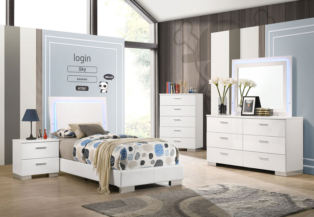 Felicity 4-piece Twin Bedroom Set White High Gloss