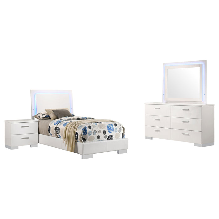 Felicity 4-piece Twin Bedroom Set White High Gloss